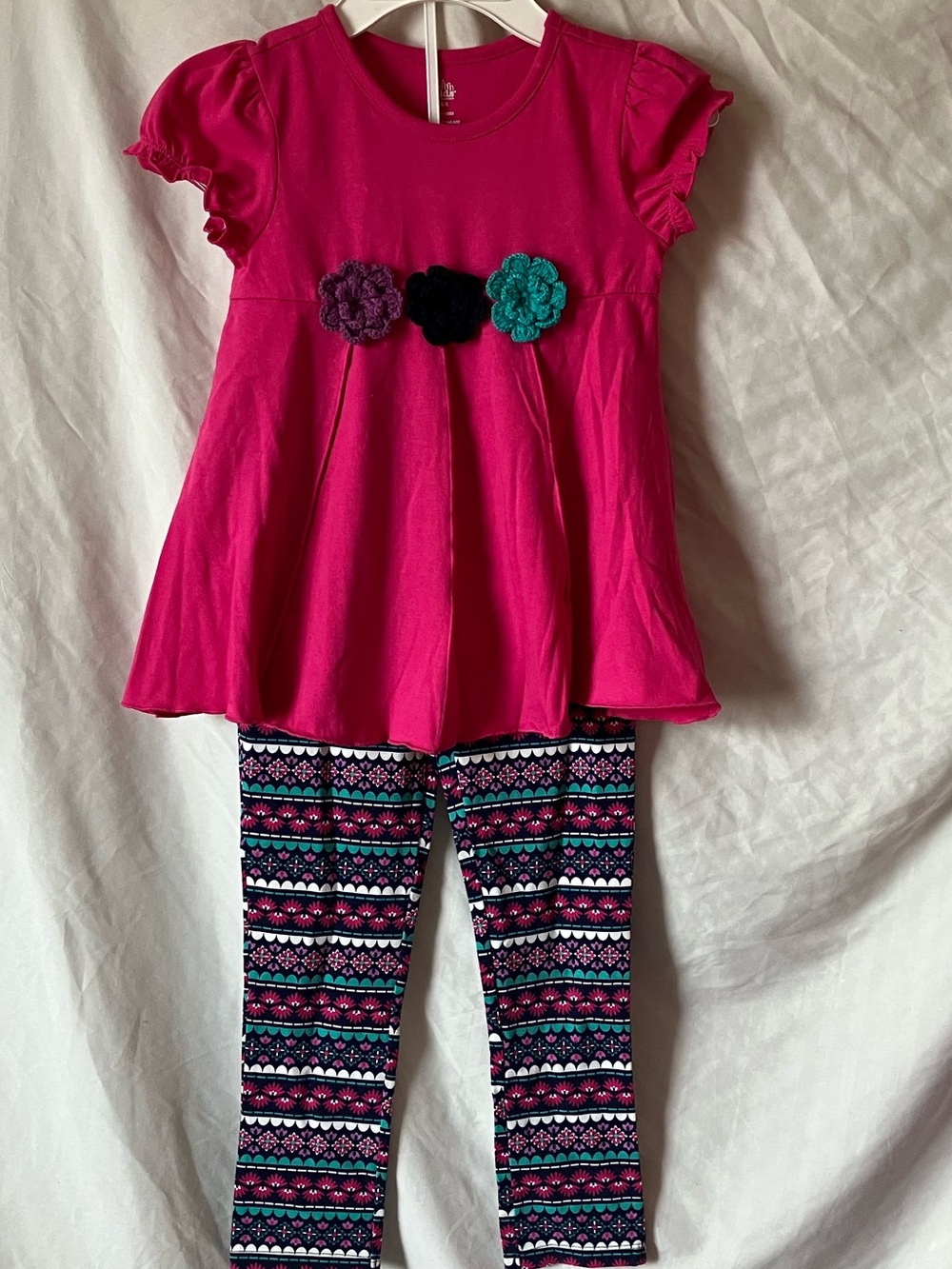 NWT Kids Headquarters Girls 2-Piece Tunic Top & Leggings Set Size 6X Pink Floral